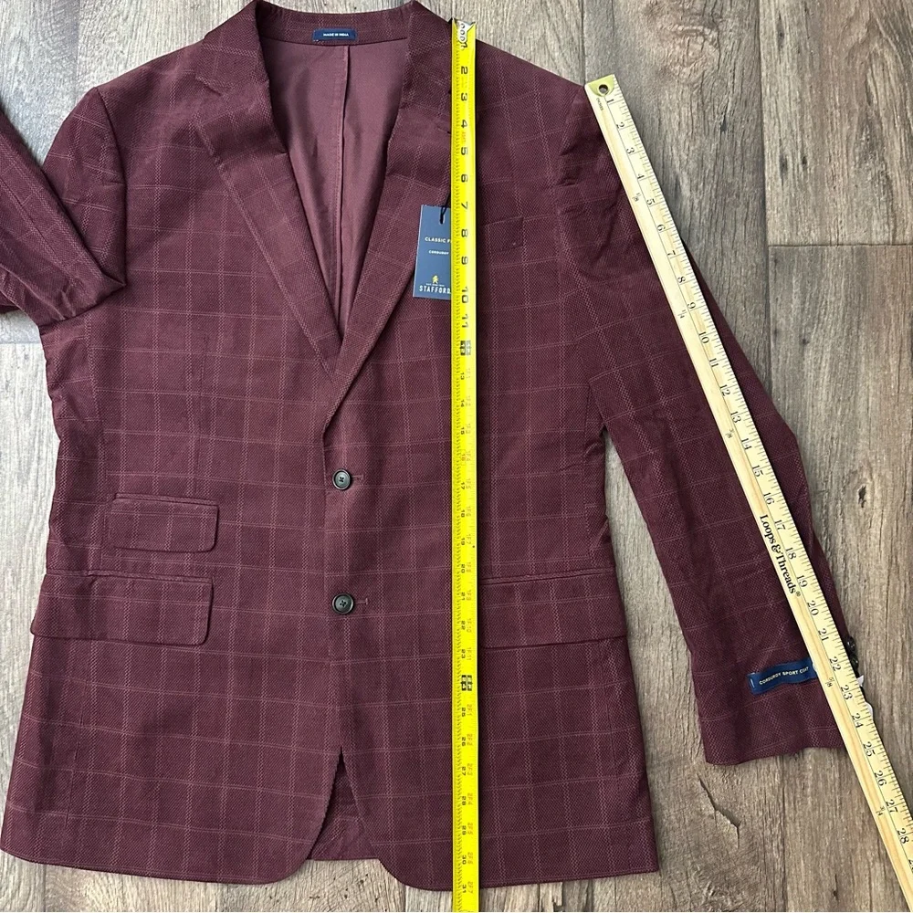 Stafford Sport Coat Classic Corduroy Sport Coat Blazer Men’s Sz 42 Reg Burgundy